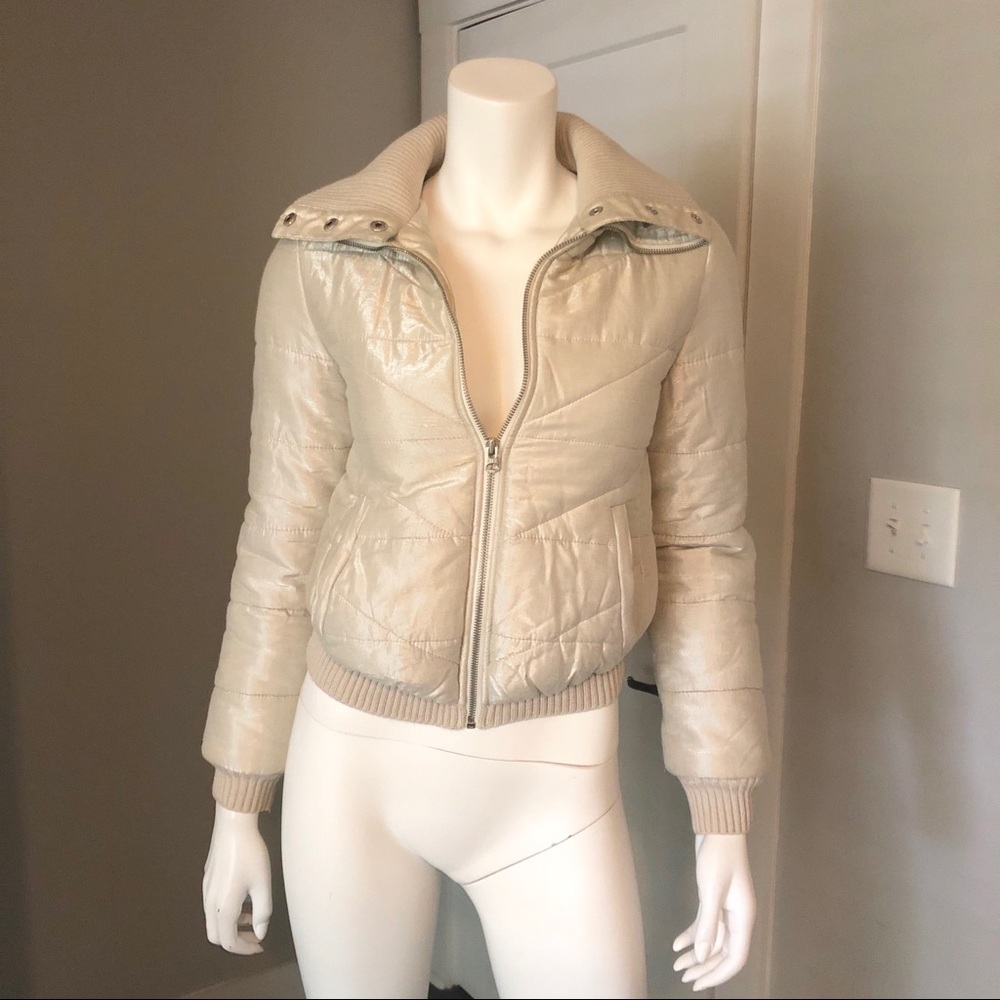 Armani Exchange Puff Coat Jacket Small Cream